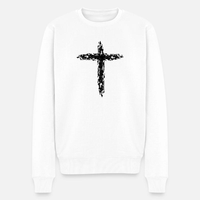 Jesus kreuz - Männer Premium Bio Pullover - Weiß