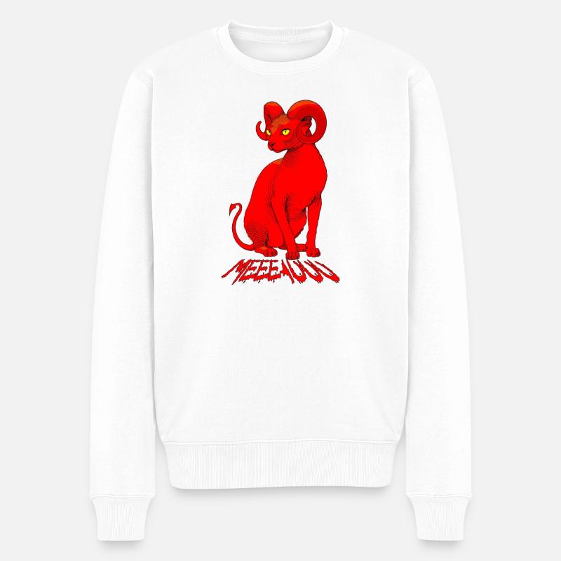 Dämonen-Sphinx-Katze: Rote Meeeauuu - Männer Premium Bio Pullover - Weiß