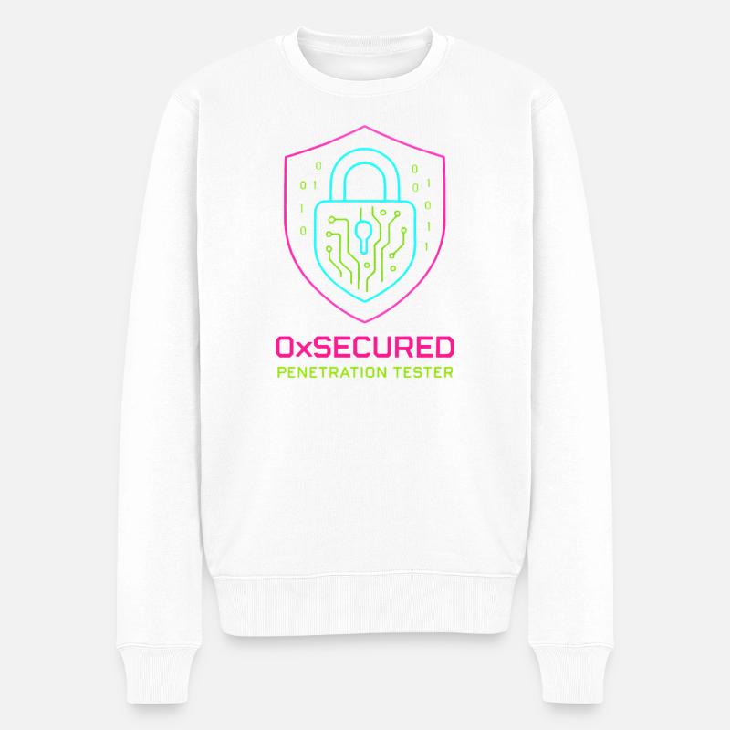 Bouclier 0xSécurisé testeur d'intrusion cyber - Pull Premium bio Homme - blanc