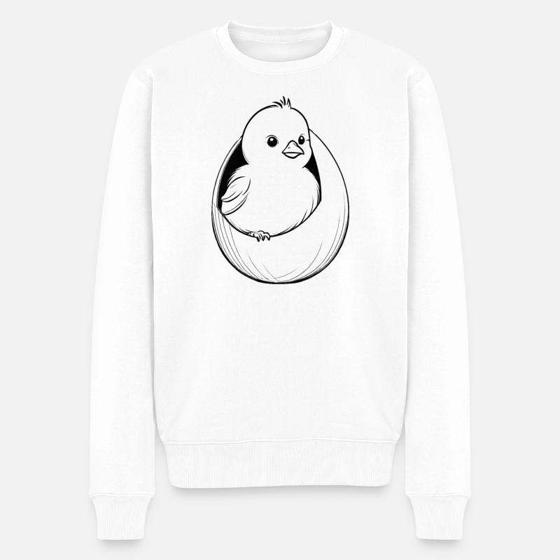 Vogelwachtel im Ei - Männer Premium Bio Pullover - Weiß