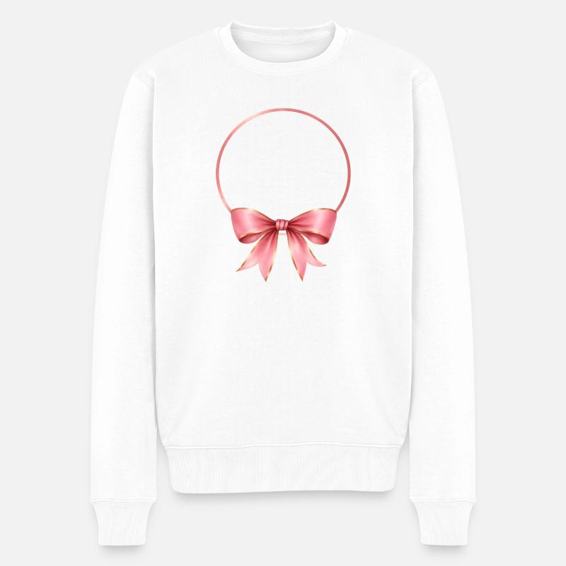 Schleife-Kreis Personalisierbar - Männer Premium Bio Pullover - Weiß