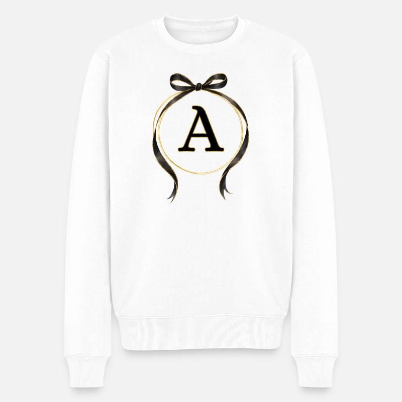 A - Kreis Schleife Schwarz Gold - Männer Premium Bio Pullover - Weiß