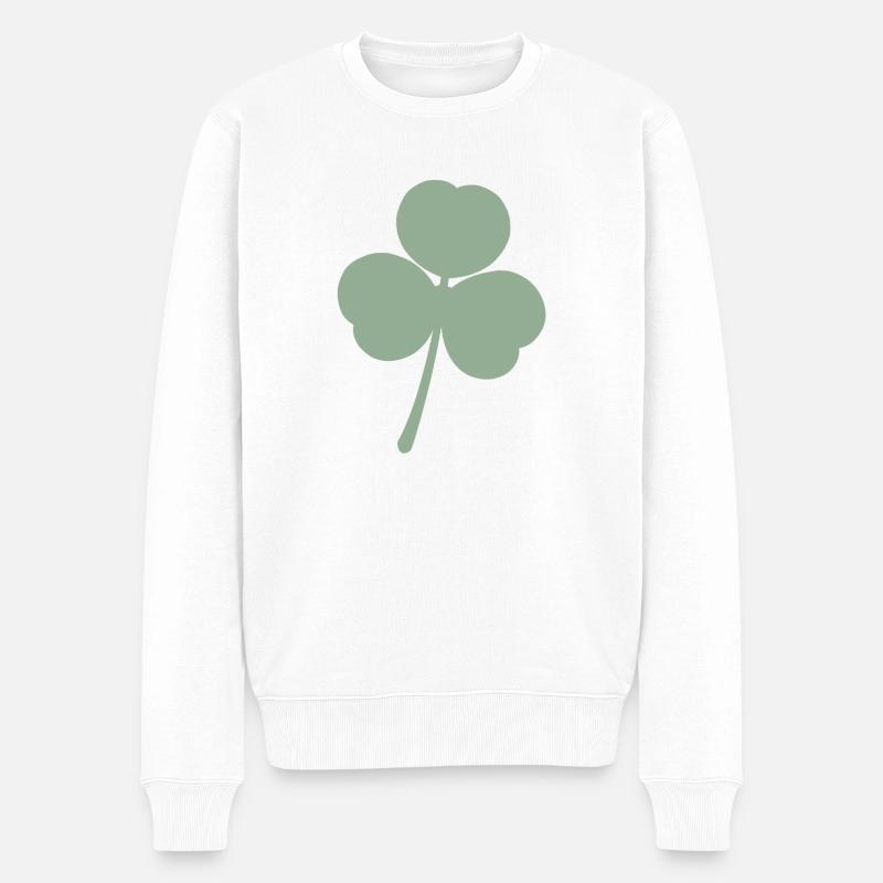 Kleeblatt in hellgrün - Männer Premium Bio Pullover - Weiß