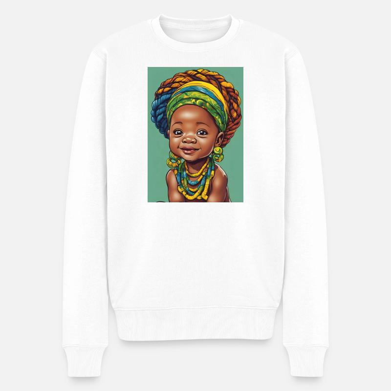 Bébé africain aux tissus colorés - Pull Premium bio Homme - blanc