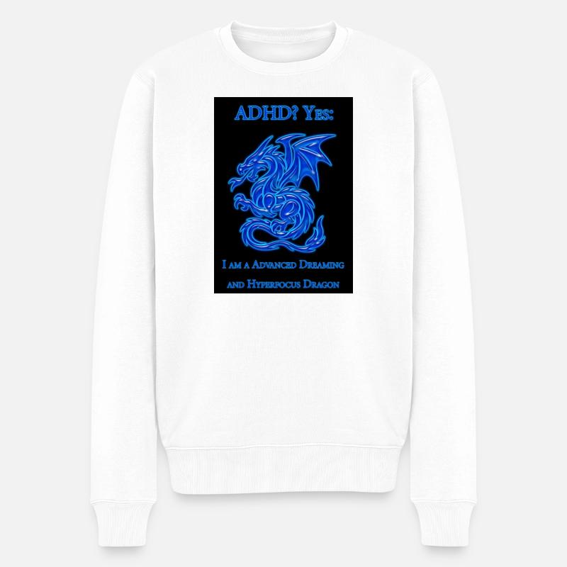 ADHD-Dragon - Männer Premium Bio Pullover - Weiß