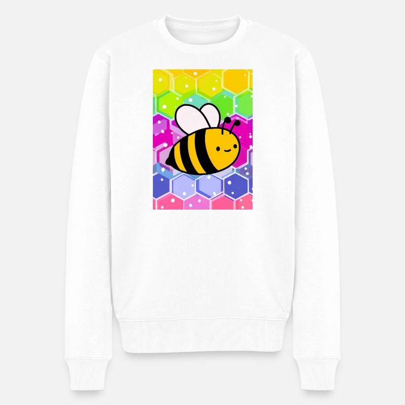 Biene - Männer Premium Bio Pullover - Weiß