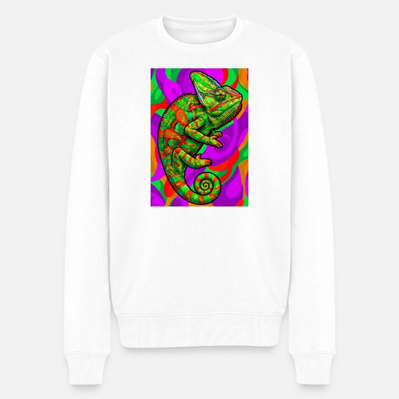 Chamäleon - Männer Premium Bio Pullover - Weiß