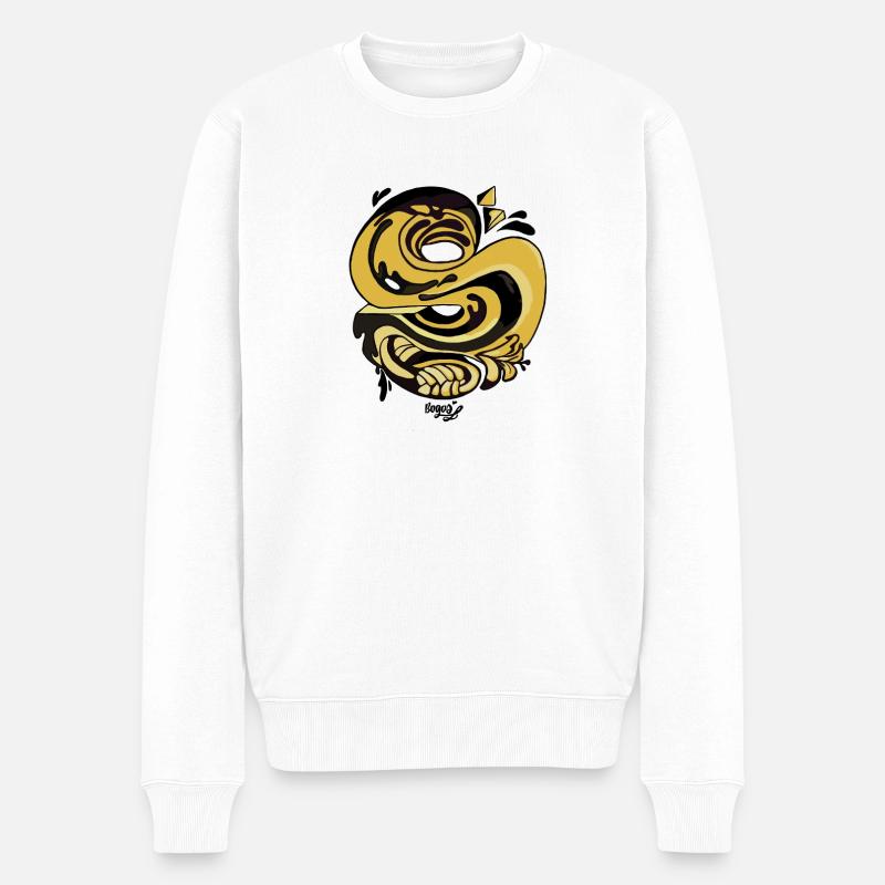 Serpent spiralé doré - Pull Premium bio Homme - blanc
