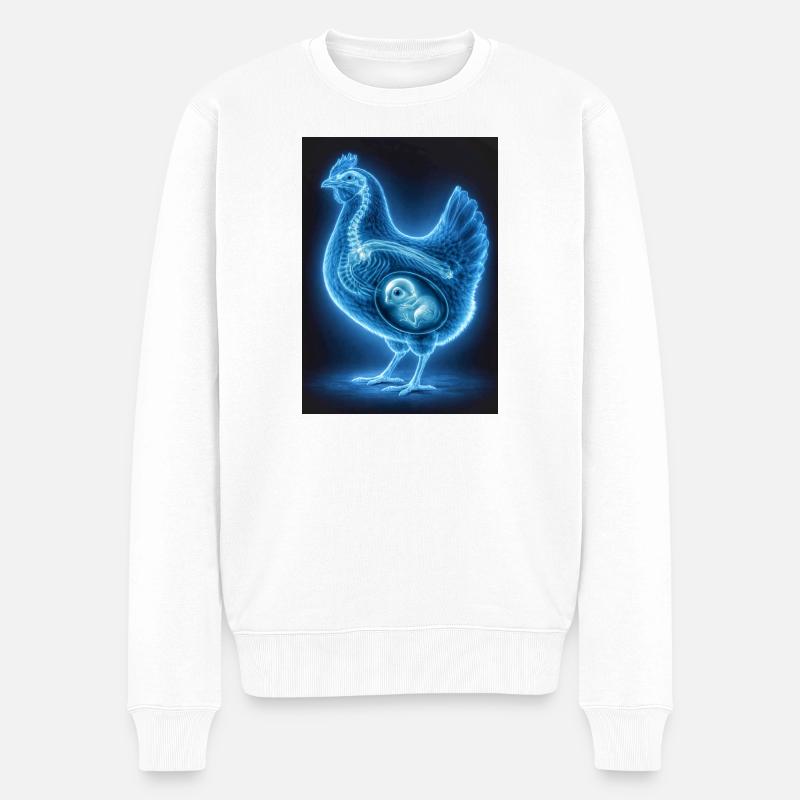 Neon-Poulet-Fetalkunst - Männer Premium Bio Pullover - Weiß