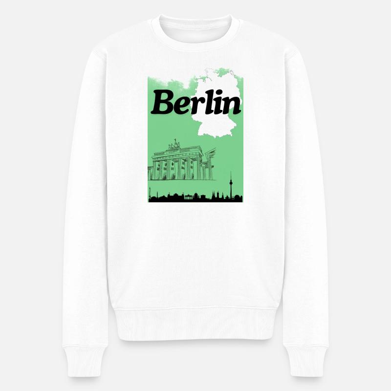 Berlin  - Männer Premium Bio Pullover - Weiß