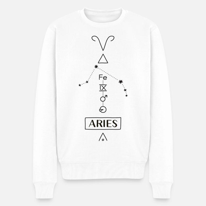 Aries - Widder Sternzeichen - schwarz - Männer Premium Bio Pullover - Weiß
