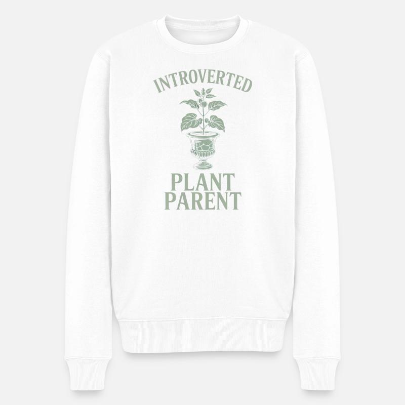 Introvertierter Pflanzenelternteil - Männer Premium Bio Pullover - Weiß