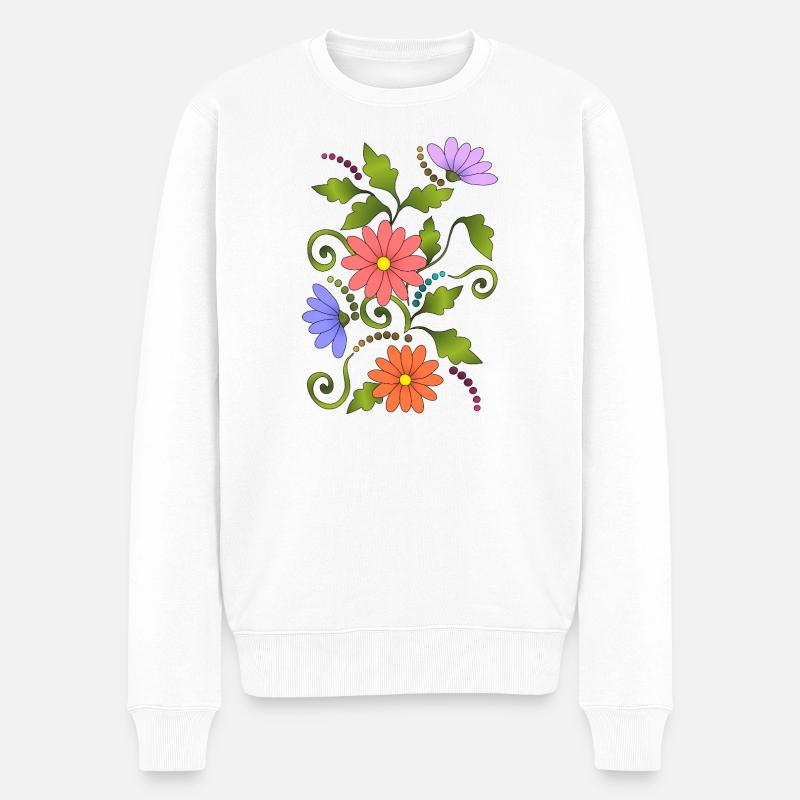 Blumen - Männer Premium Bio Pullover - Weiß