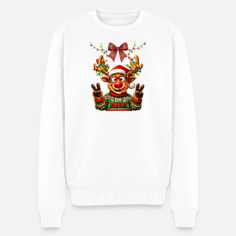 Oh Cerf de Noël - Pull Premium bio Homme - blanc