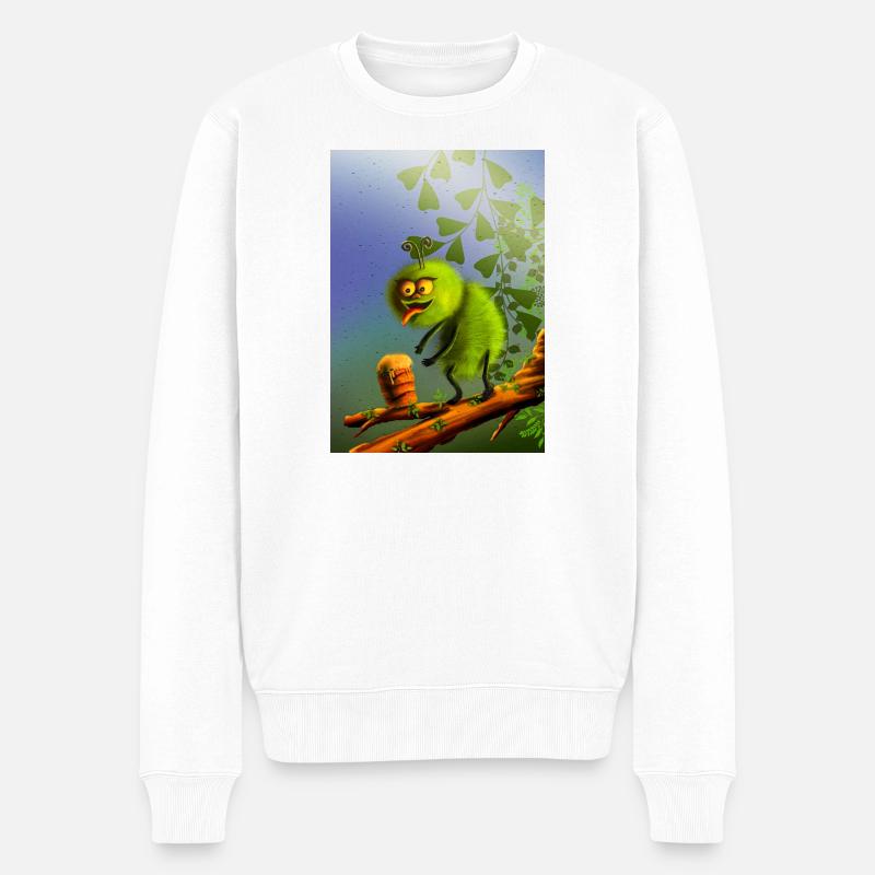 Monstre grimpeur vert drôle - Pull Premium bio Homme - blanc