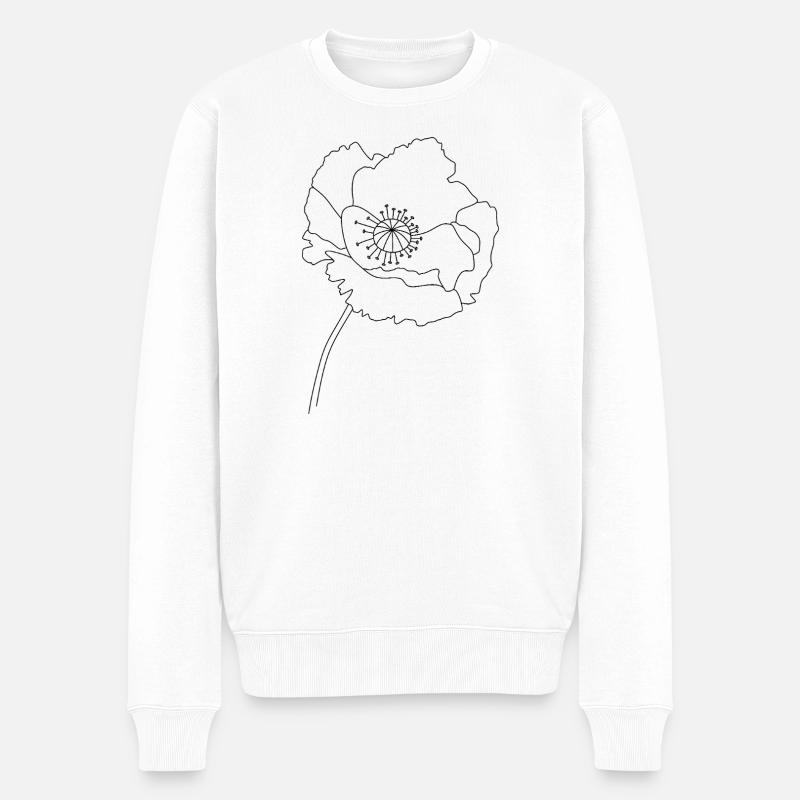 Mohnblumen-Silhouette - Männer Premium Bio Pullover - Weiß