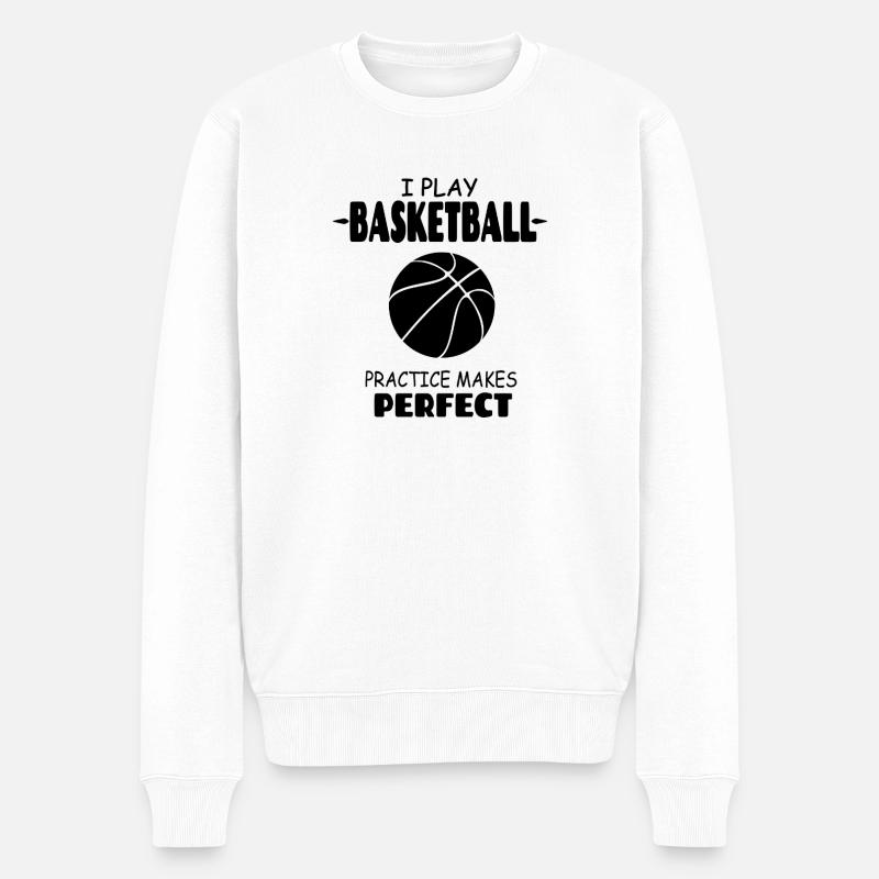 I_Play_Basketball_Practise_Makes_Perfect - Männer Premium Bio Pullover - Weiß