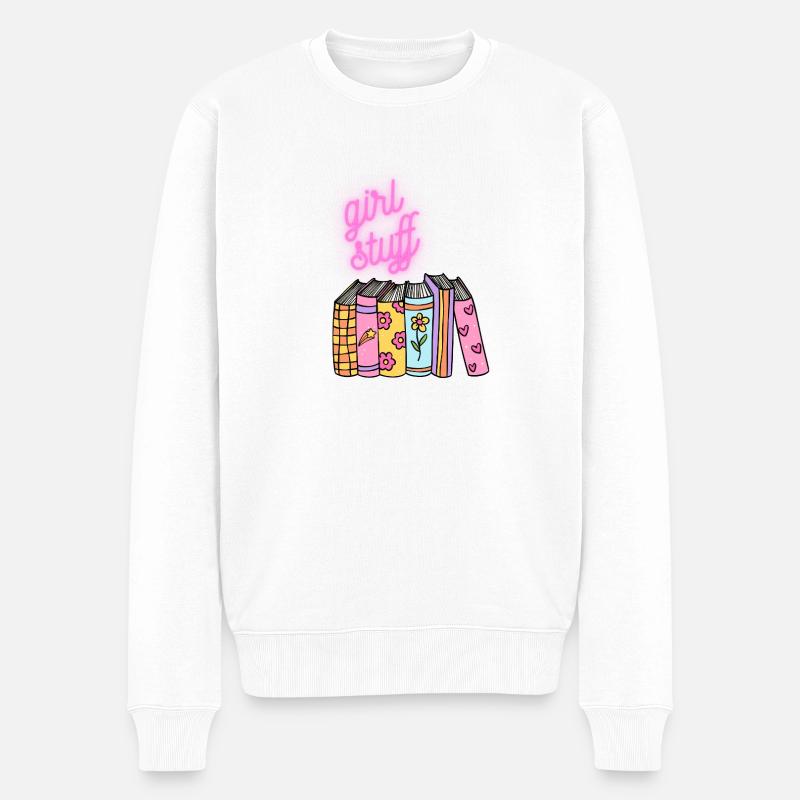 Girl Stuff Bücherfarbenzauber - Männer Premium Bio Pullover - Weiß