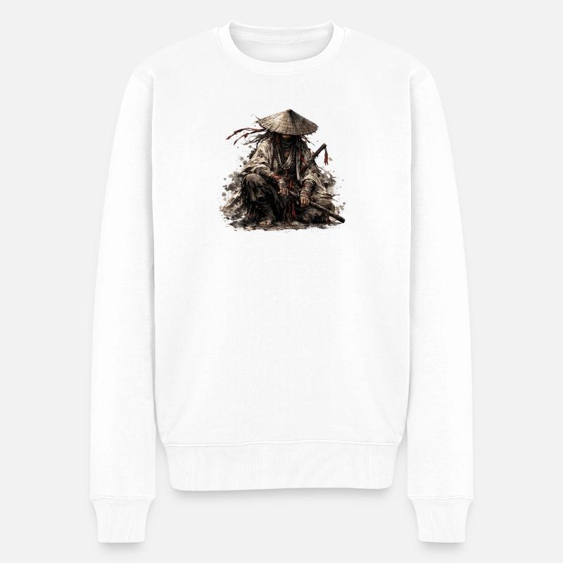 Shadow Ronin Samurai - Männer Premium Bio Pullover - Weiß