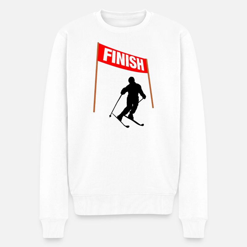 Ski-Ziellinie - Männer Premium Bio Pullover - Weiß