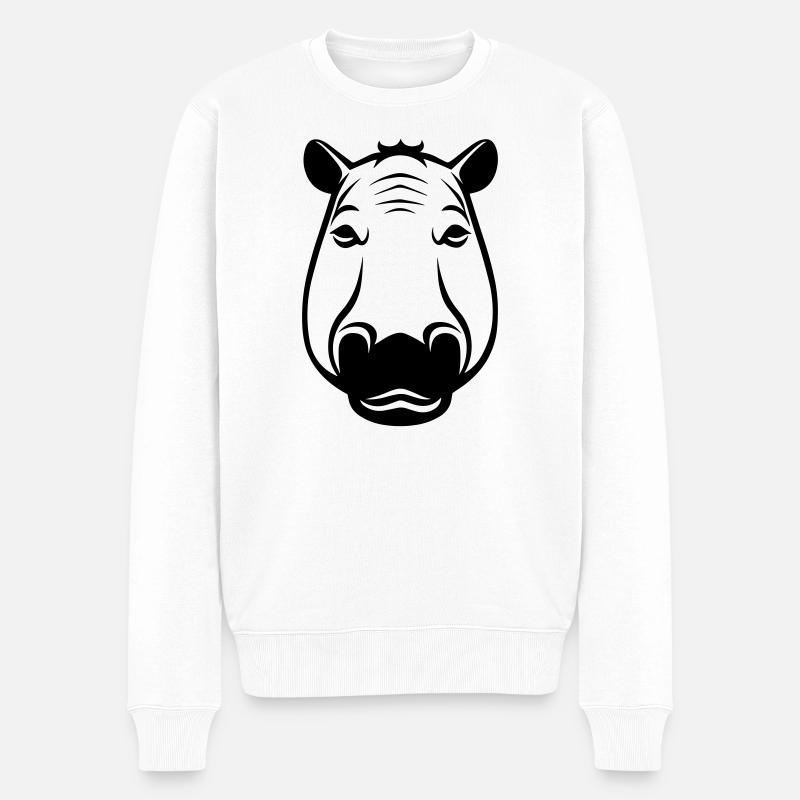 Nilpferd - Männer Premium Bio Pullover - Weiß