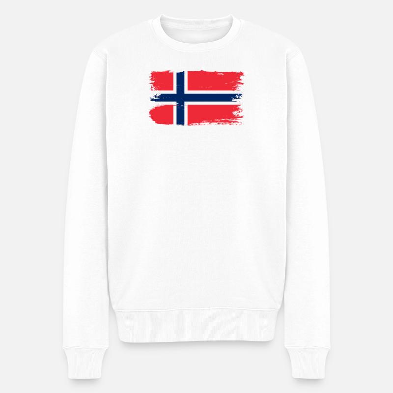 Pinselstrich der norwegischen Flagge - Männer Premium Bio Pullover - Weiß