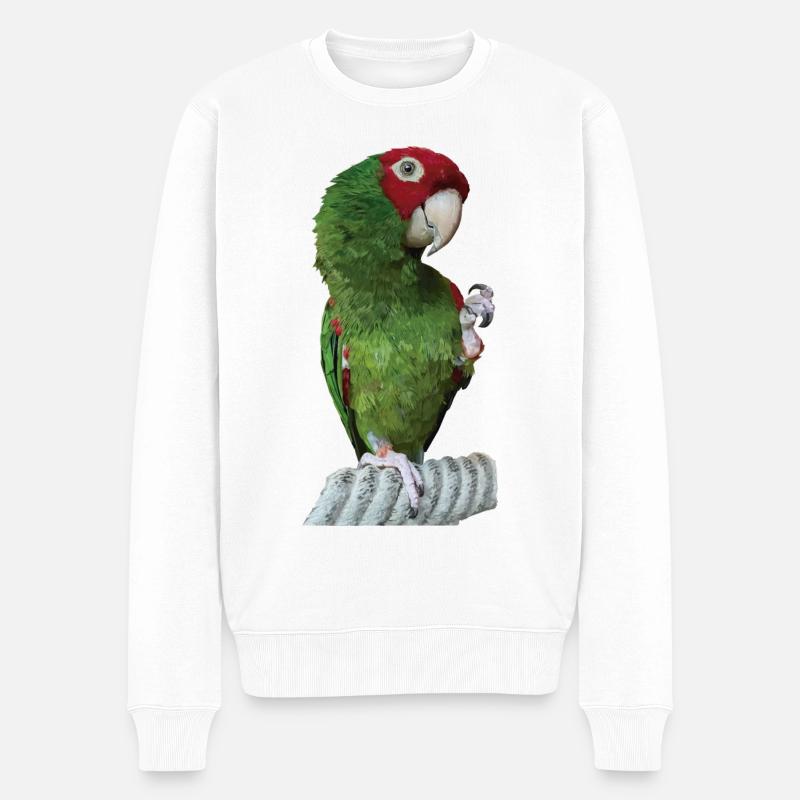 Perroquet à tête rouge - Pull Premium bio Homme - blanc
