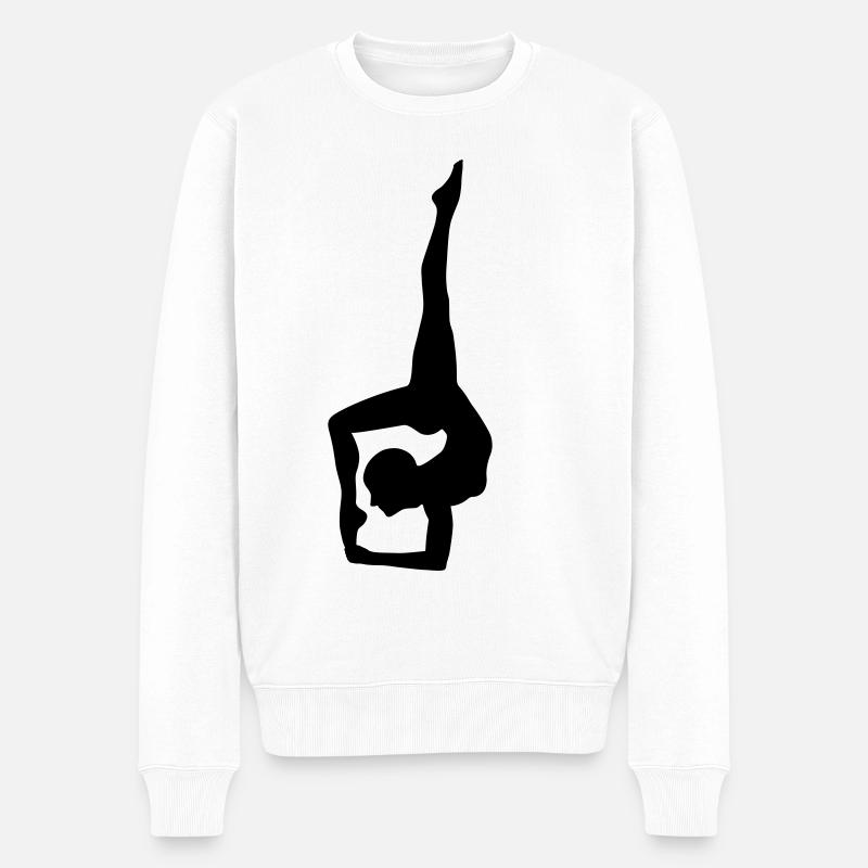 Dynamische Yoga-Silhouette - Männer Premium Bio Pullover - Weiß
