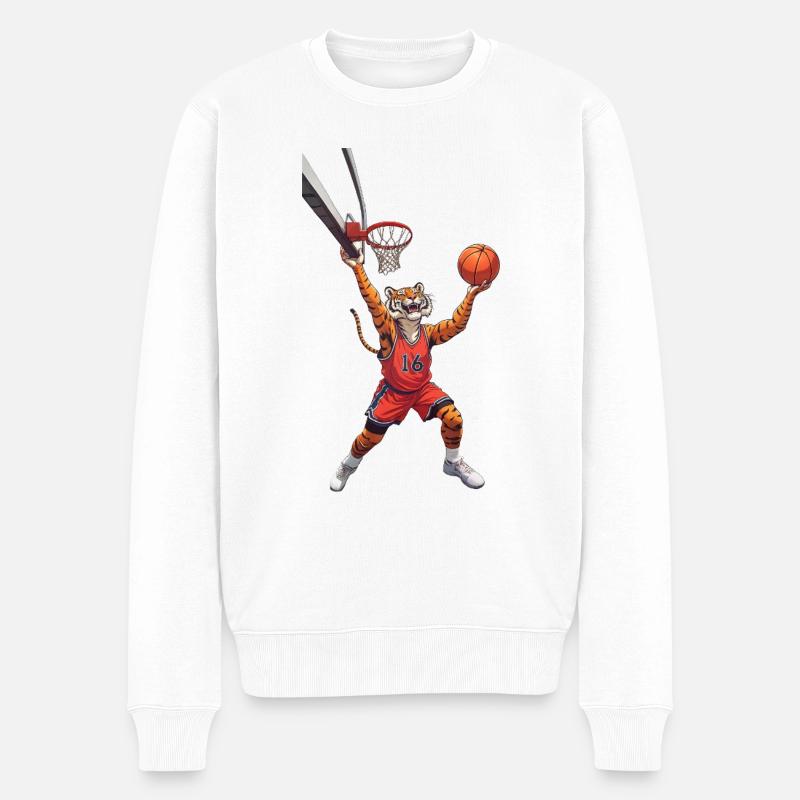 Tiger joue au basket - Pull Premium bio Homme - blanc