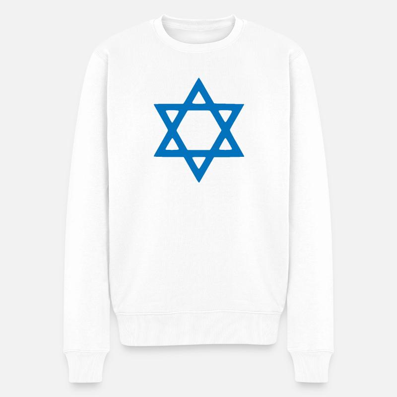 David Sterne - Männer Premium Bio Pullover - Weiß