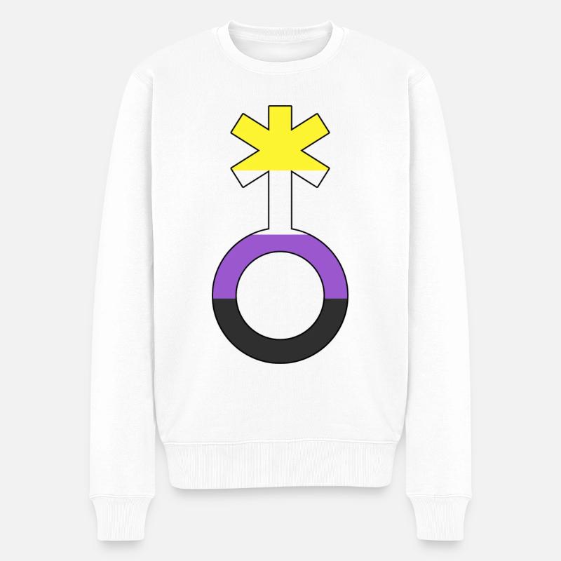 Nonbinär Symbol Non-Binär Nichtbinär Geschlecht - Männer Premium Bio Pullover - Weiß