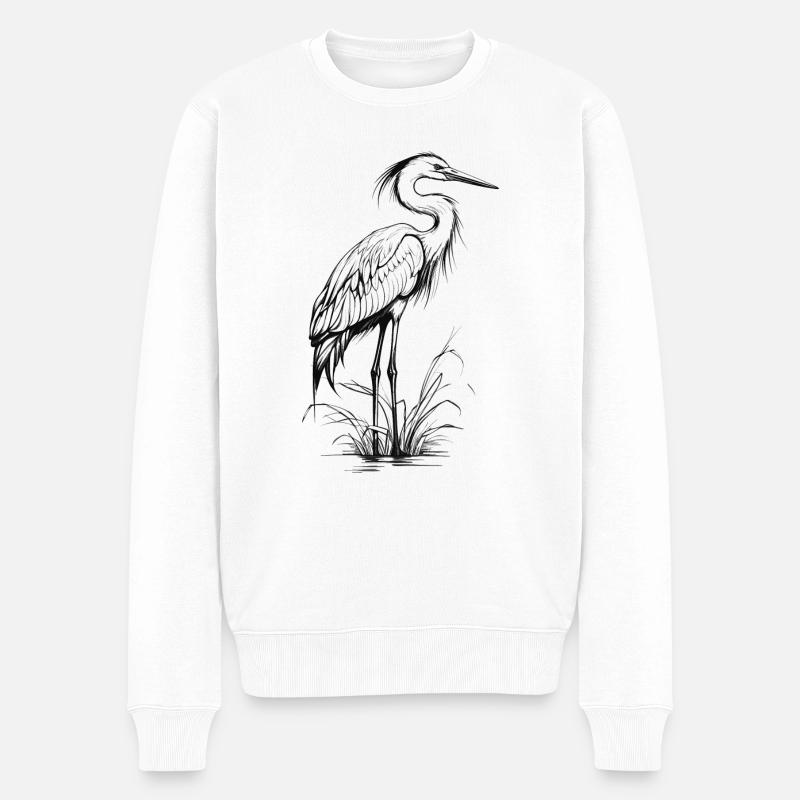 Reiher - Männer Premium Bio Pullover - Weiß