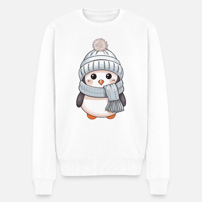 Pingouin Hiver Bande dessinée Mignon - Pull Premium bio Homme - blanc