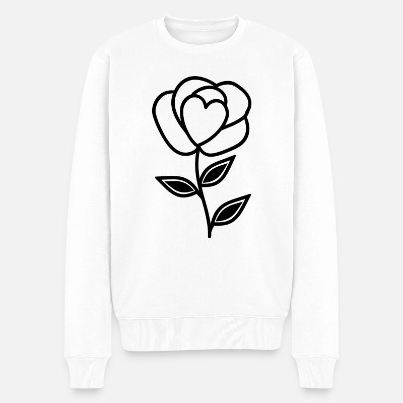 Rosa Blume - Männer Premium Bio Pullover - Weiß