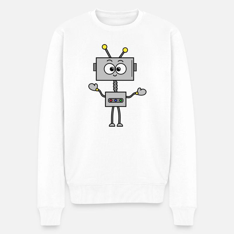 Roboter Robbie - Männer Premium Bio Pullover - Weiß