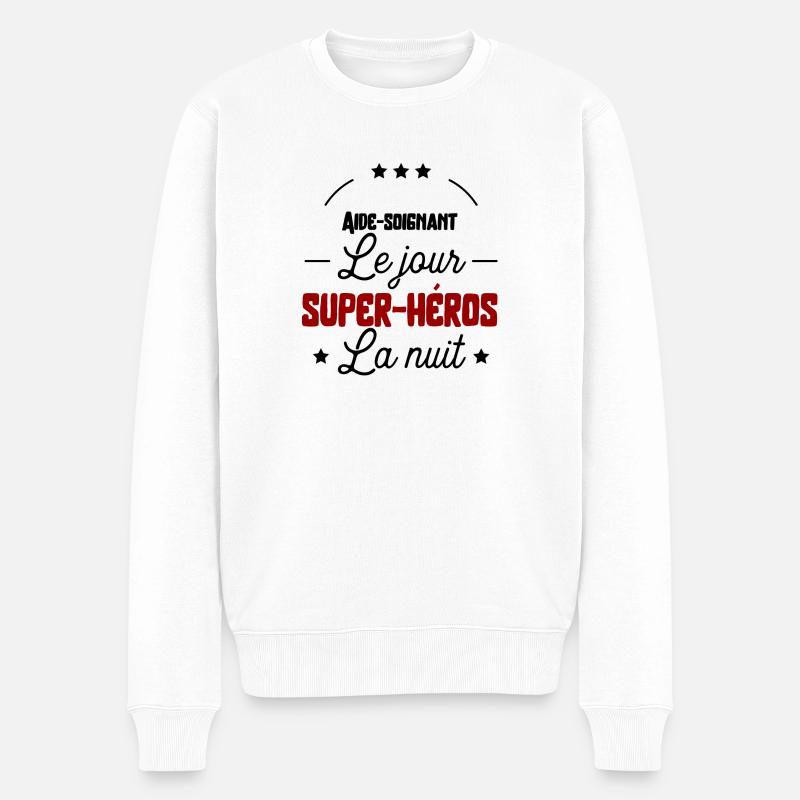 Super héros Aide-soignant cadeau - Pull Premium bio Homme - blanc
