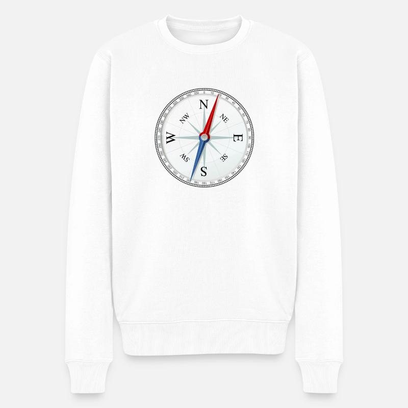 kompas - Økologisk premium-sweatshirt til mænd - hvid