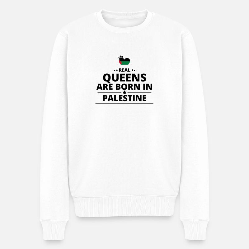 GESCHENK QUEENS LOVE FROM PALESTINE PALESTINA - Männer Premium Bio Pullover - Weiß