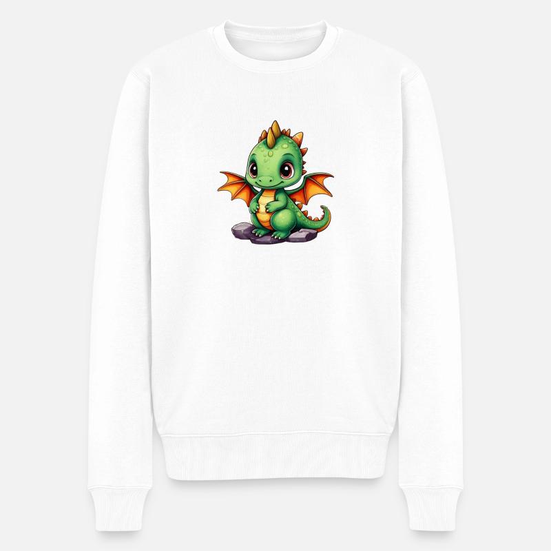 Baby Drache - Männer Premium Bio Pullover - Weiß