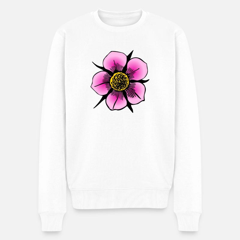 Schöne Blume Motiv als Geschenk Idee - Männer Premium Bio Pullover - Weiß