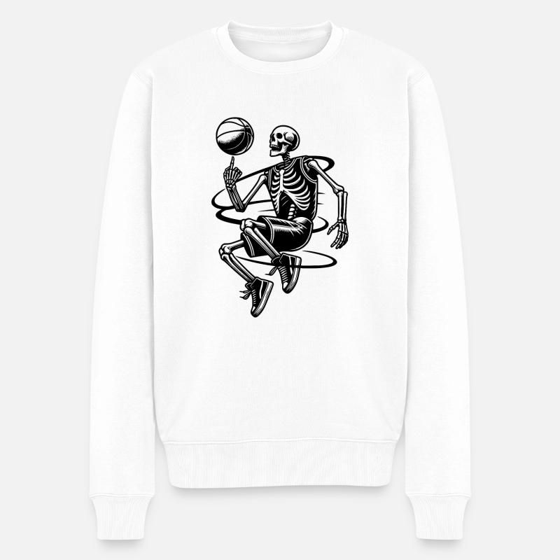 Squelettes d’Halloween jouant au basket - Pull Premium bio Homme - blanc