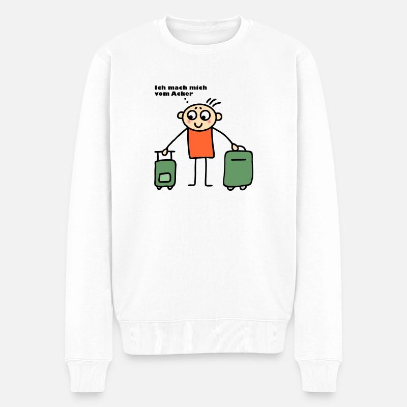 Mann mit Koffern - Mach mich vom Acker - Männer Premium Bio Pullover - Weiß