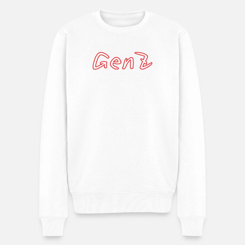 GenZ Graffiti Rot - Männer Premium Bio Pullover - Weiß
