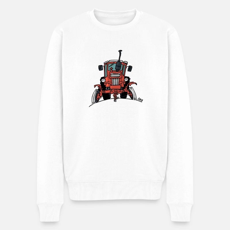 512 Vieux tracteur rouge - Pull Premium bio Homme - blanc