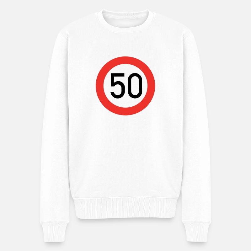 50 Schild - Männer Premium Bio Pullover - Weiß