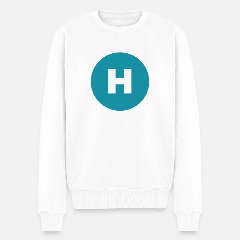 Buchstabe - H - Männer Premium Bio Pullover - Weiß