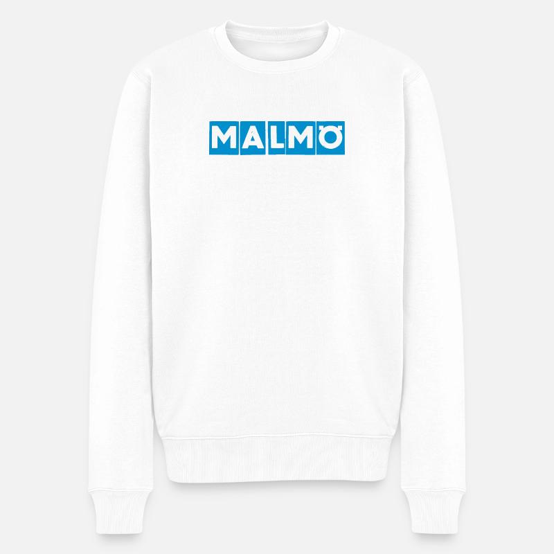 Malmö – Conception de texte bleu - Pull Premium bio Homme - blanc
