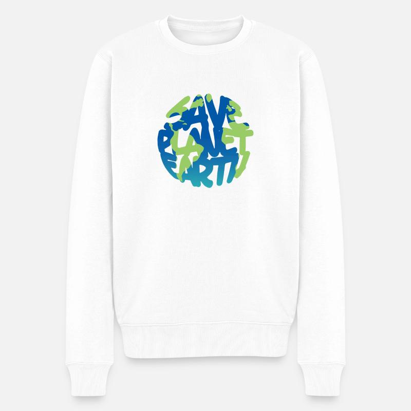 RETTEN Planet Erde (Vivid) - Männer Premium Bio Pullover - Weiß