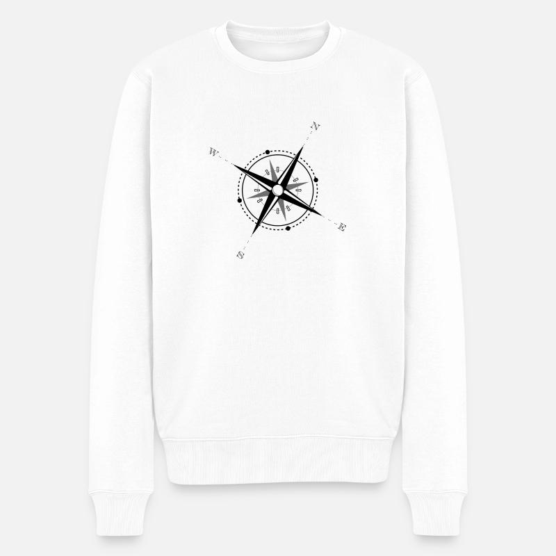 Kompass - Männer Premium Bio Pullover - Weiß