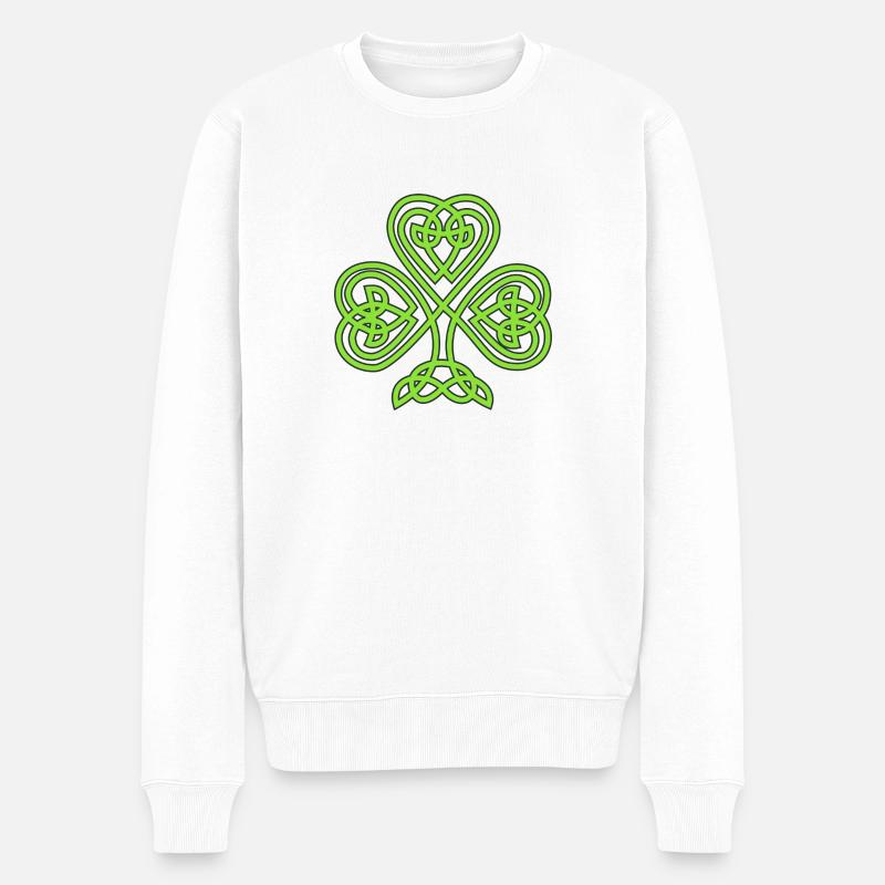 Kleeblatt - Männer Premium Bio Pullover - Weiß